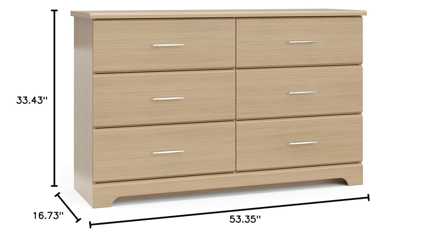 Brookside 6 Drawer Double Dresser (Driftwood) – Dresser for Nursery, 6