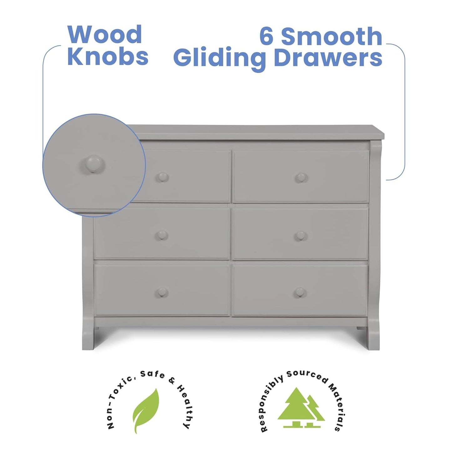 Universal 6 Drawer Dresser with Interlocking Drawers - Greenguard Gold