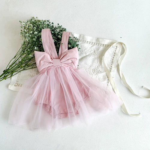 Summer Arrival Baby Girls Solid Color Tulle Design Sleeveless Dress
