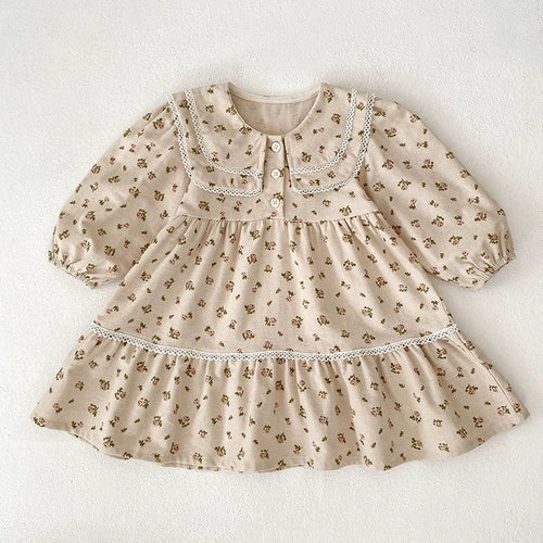 Autumn Baby Girls French Style Flowers Pattern Long-sleeved Onesies