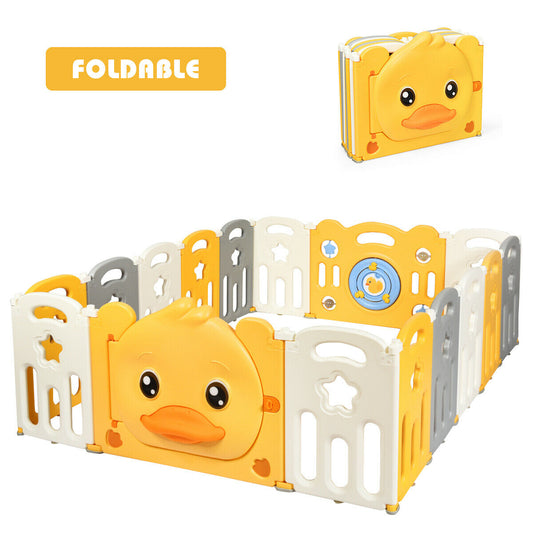 Foldable Baby Playpen Activity Centre with Toys & Safety Lock