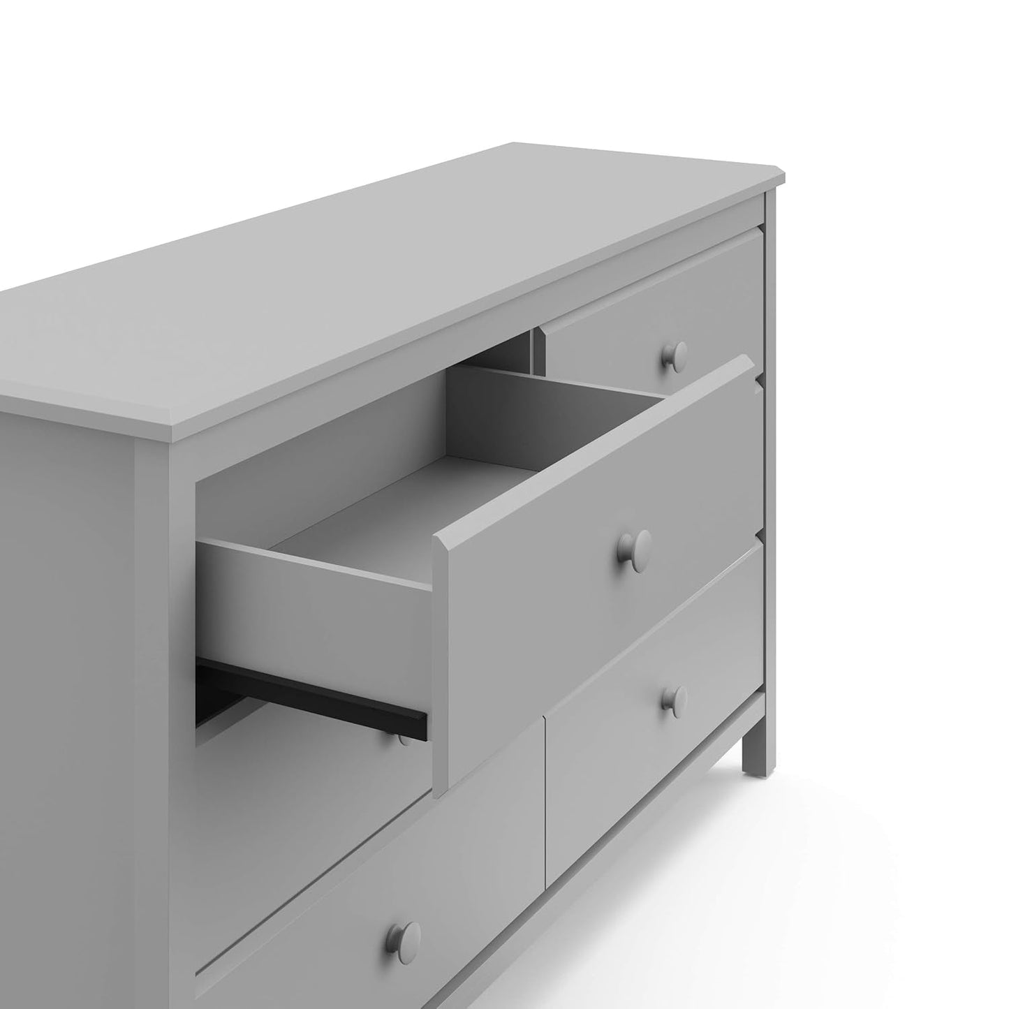 Pebble Gray 6 Drawer Double Dresser Nursery