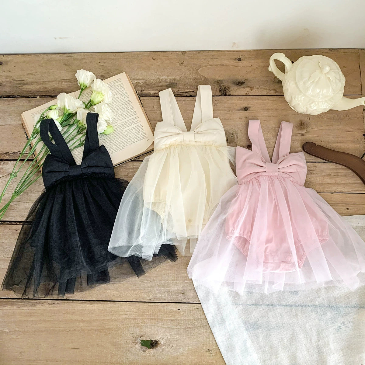 Summer Arrival Baby Girls Solid Color Tulle Design Sleeveless Dress