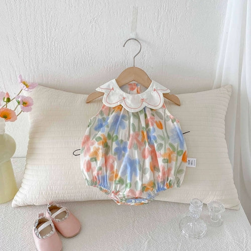 Summer Arrival Baby Girls Cute Sleeveless Colorful Flowers Pattern